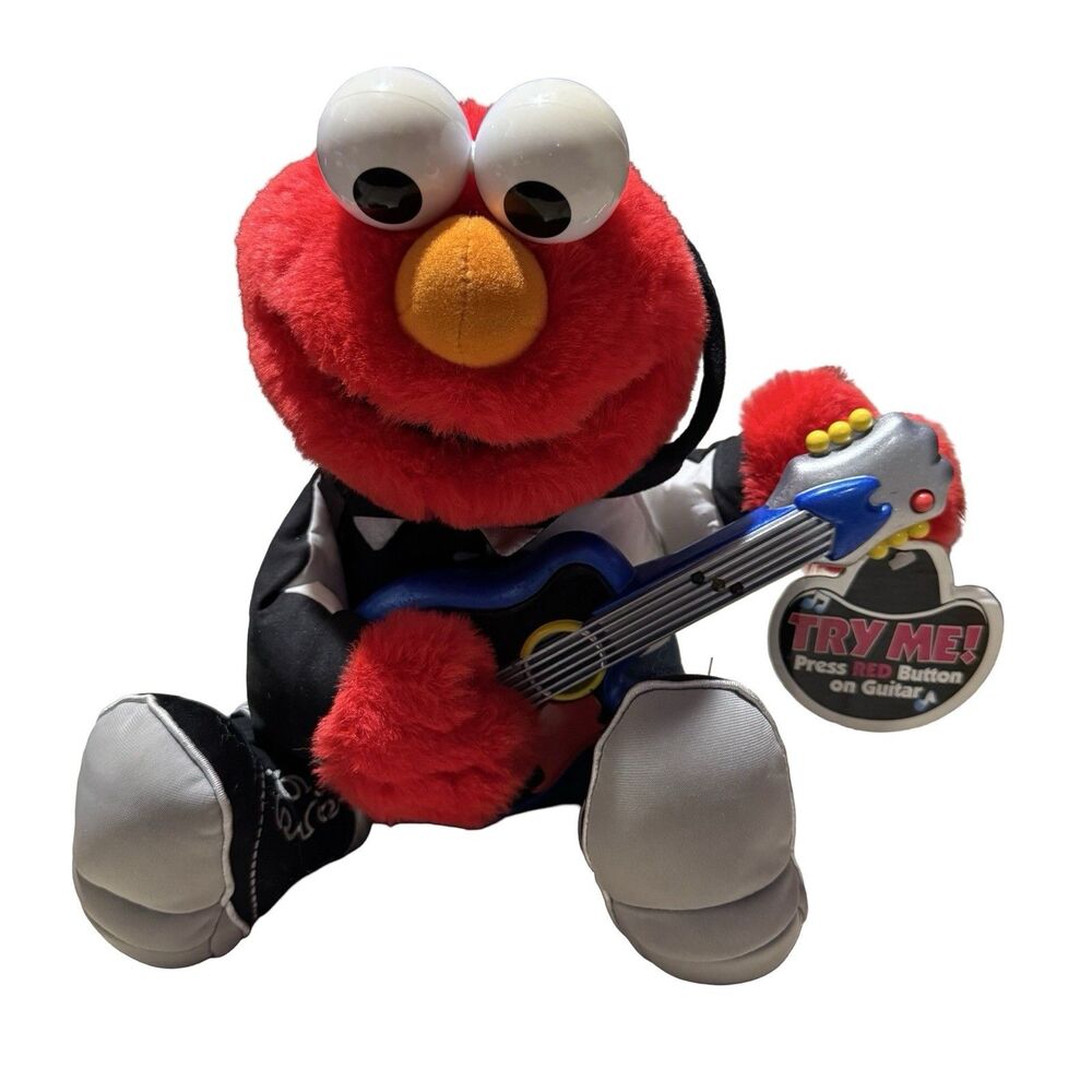 VTG Sesame Street Elmo Rock & Roll Singing Shaking Plays Guitar Plush With Tag